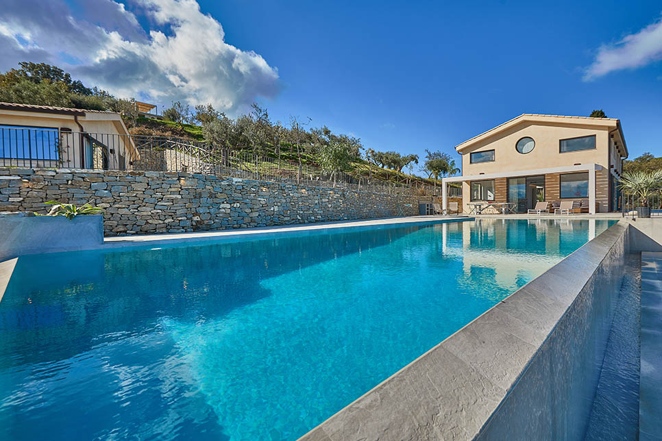 The infinity pool and the main house