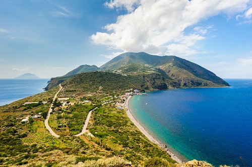 Filicudi and Salina on backgrouns, Aeolian Islands