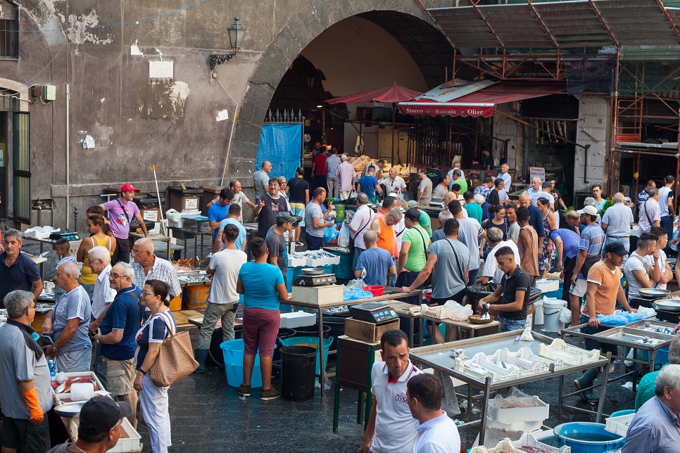 Street market in Catania Sicily