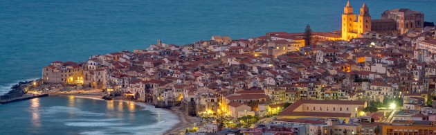 Cefalu at the north coast of Sicily at twilight