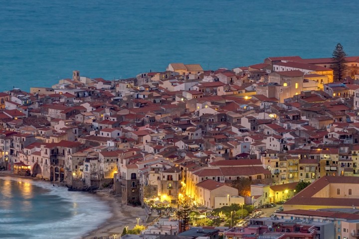 Cefalu at the north coast of Sicily at twilight